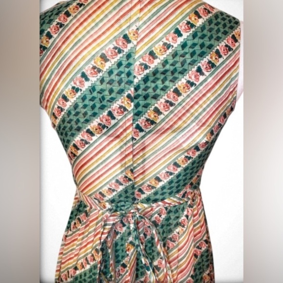 VINTAGE 70s Jody T of CA Maxi Dress Green and pink Size 9 (w) - Picture 2 of 6